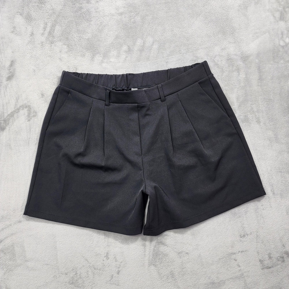 32 Degrees Cool Shorts Womens L Black Pleated Chino Pull On Casual Summer Preppy